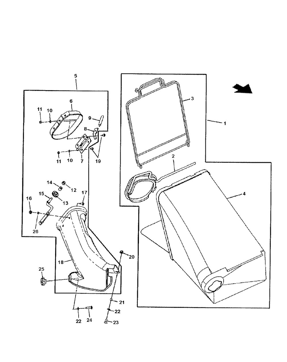 Grass Catcher Diagram and Parts List for 7800238-JS45FC 2009 Briggs and Stratton Lawn Mower